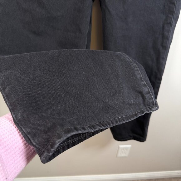 Levi's Ribcage Wide Leg Crop Jeans Size 31 Black Denim High Waist Hemmed - Picture 7 of 9